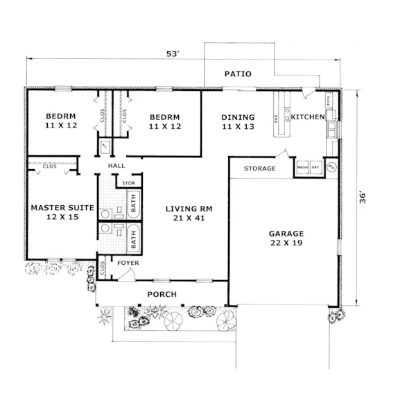 Ranch House Plan First Floor - Vinita Park Rustic Ranch Home 069D-0033 - Shop House Plans and More