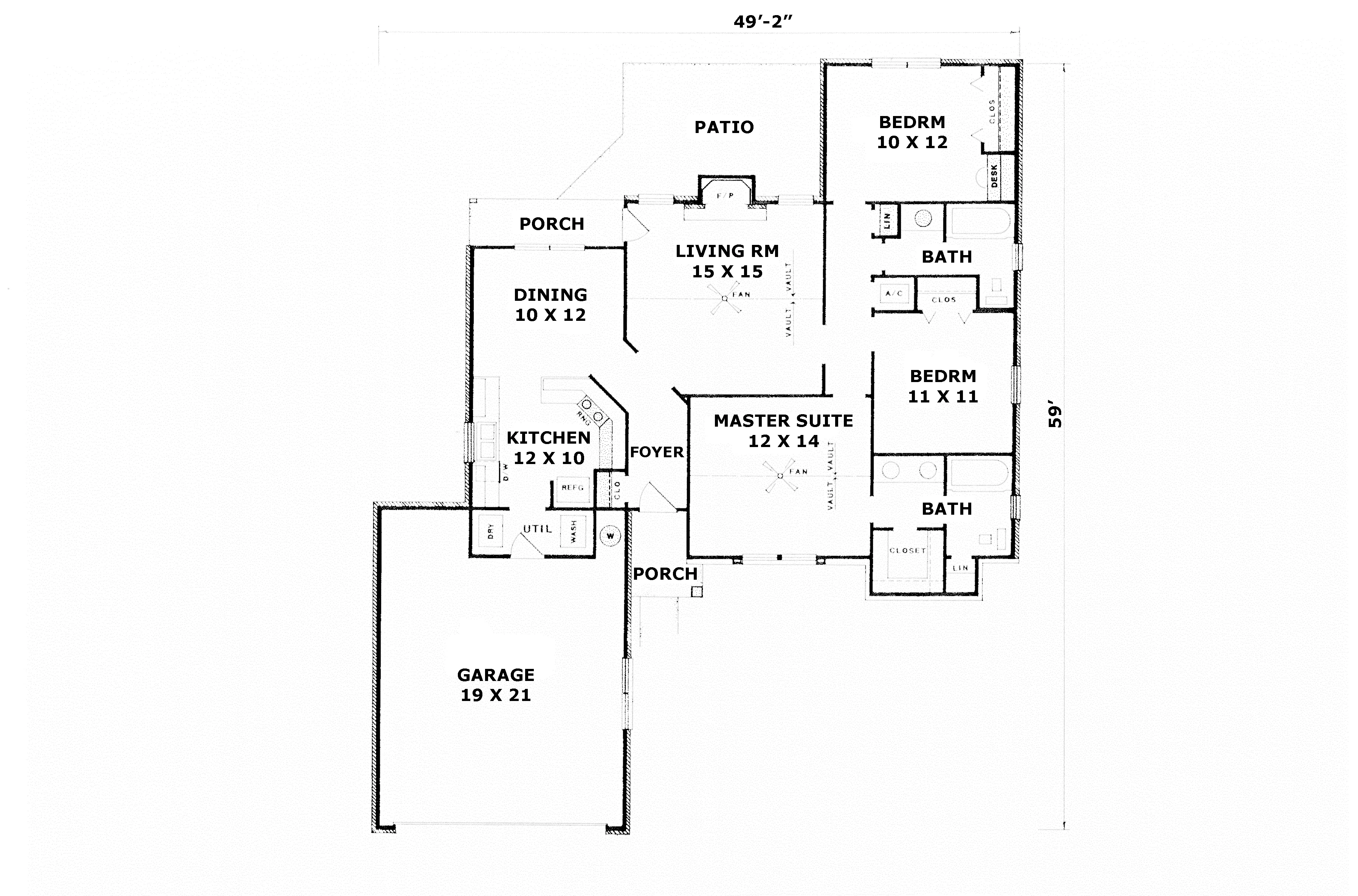 Ranch House Plan First Floor - Osvaldo Traditional Ranch Home 069D-0034 - Shop House Plans and More