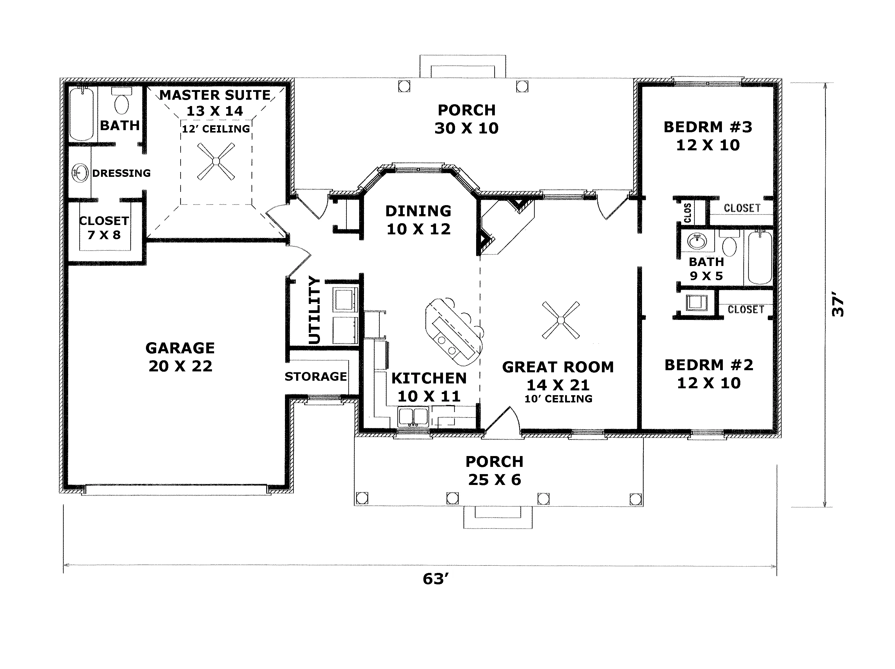 Country House Plan First Floor - Edgespring Country Ranch Home 069D-0035 - Search House Plans and More