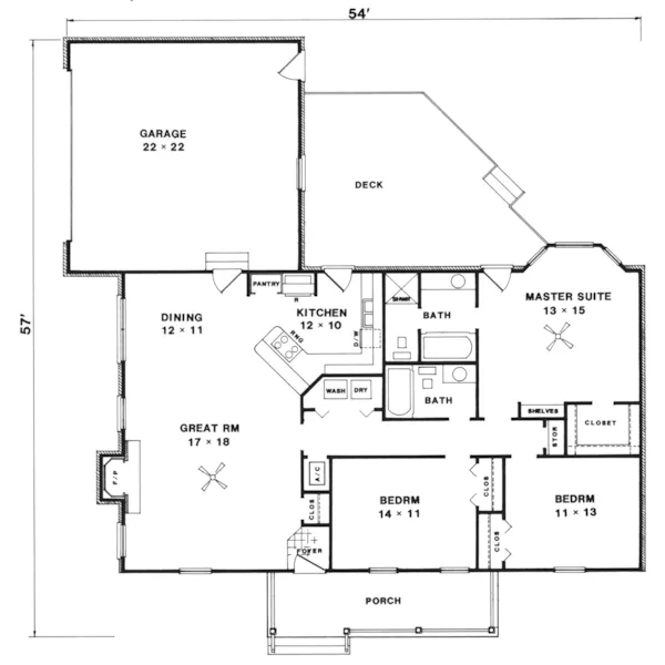 Ranch House Plan First Floor - Coventry Farm Country Home 069D-0036 - Search House Plans and More