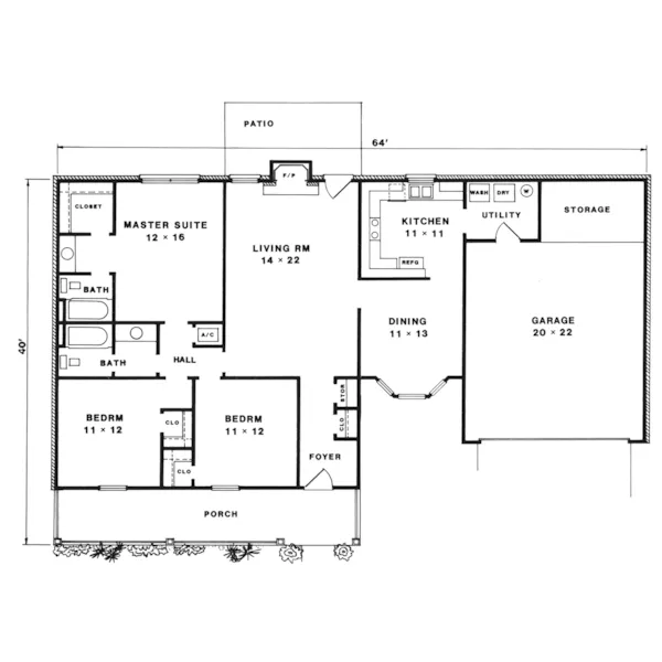 Ranch House Plan First Floor - Highgrove Farm Country Home 069D-0037 - Search House Plans and More