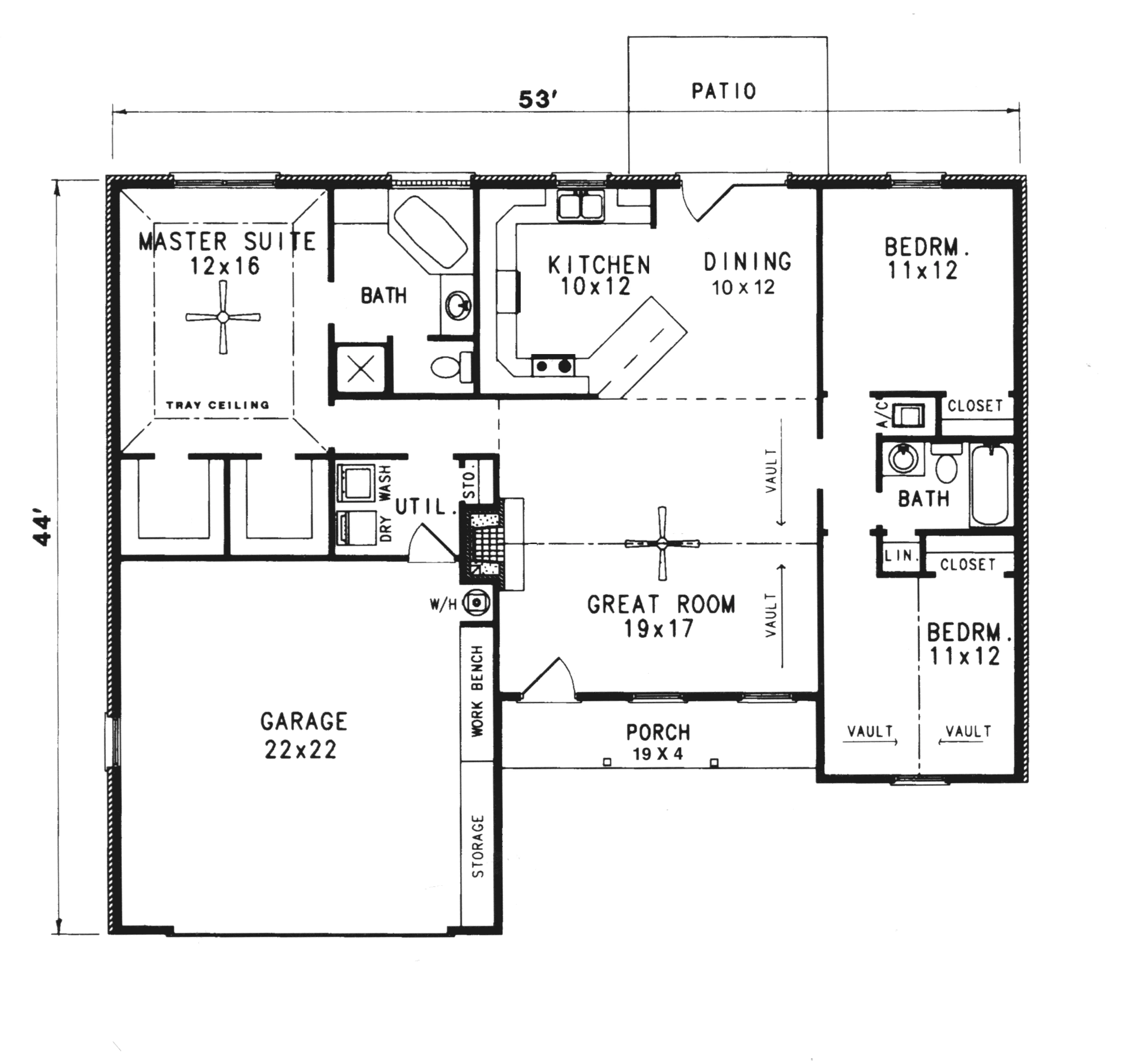 Ranch House Plan First Floor - Isla Vista Sunbelt Ranch Home 069D-0040 - Search House Plans and More