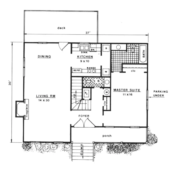 Vacation House Plan First Floor - Lewis Bay Raised Lowcountry Home 069D-0043 - Shop House Plans and More