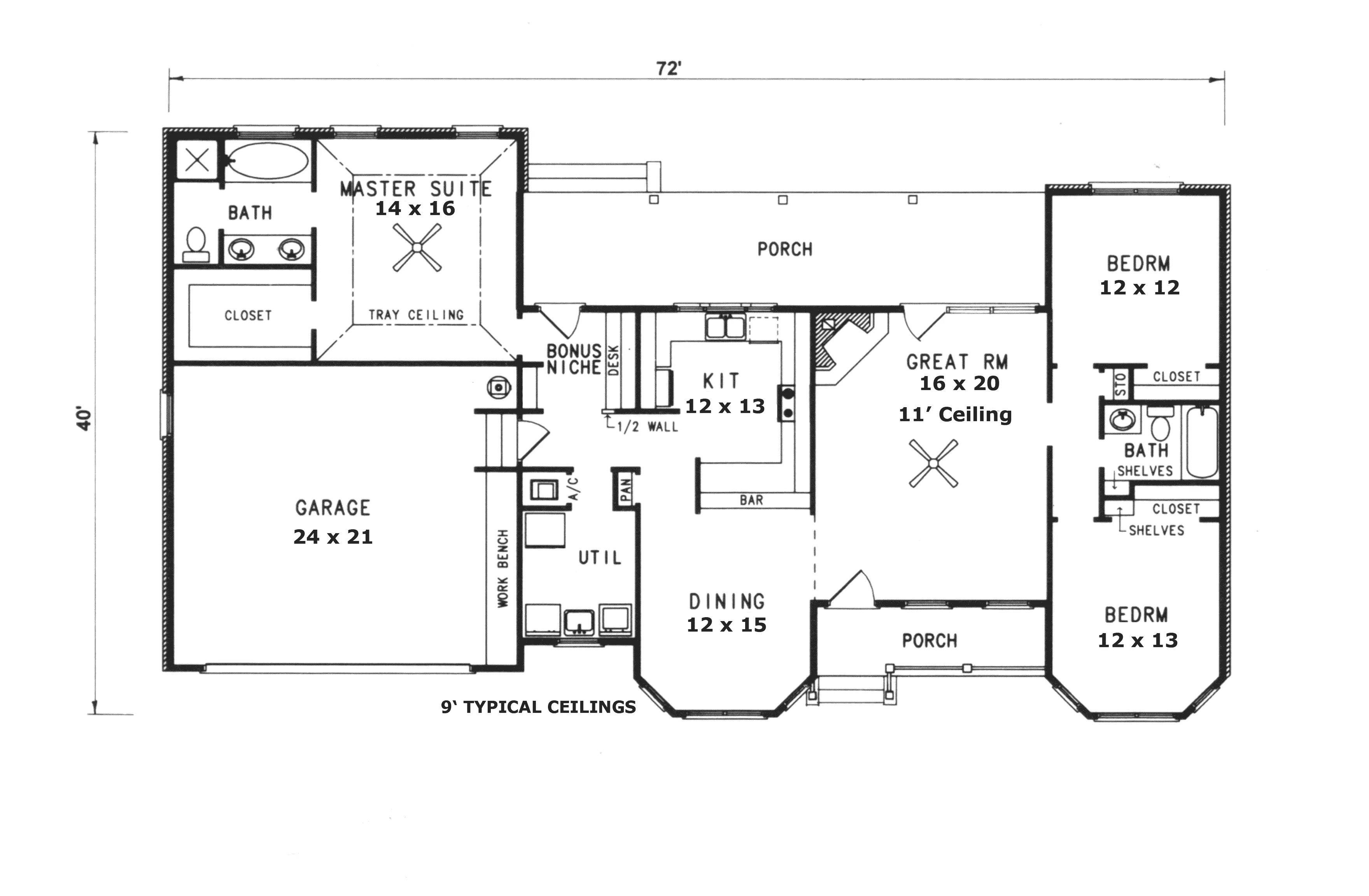 Country House Plan First Floor - Smoky Lake Country Ranch Home 069D-0048 - Shop House Plans and More
