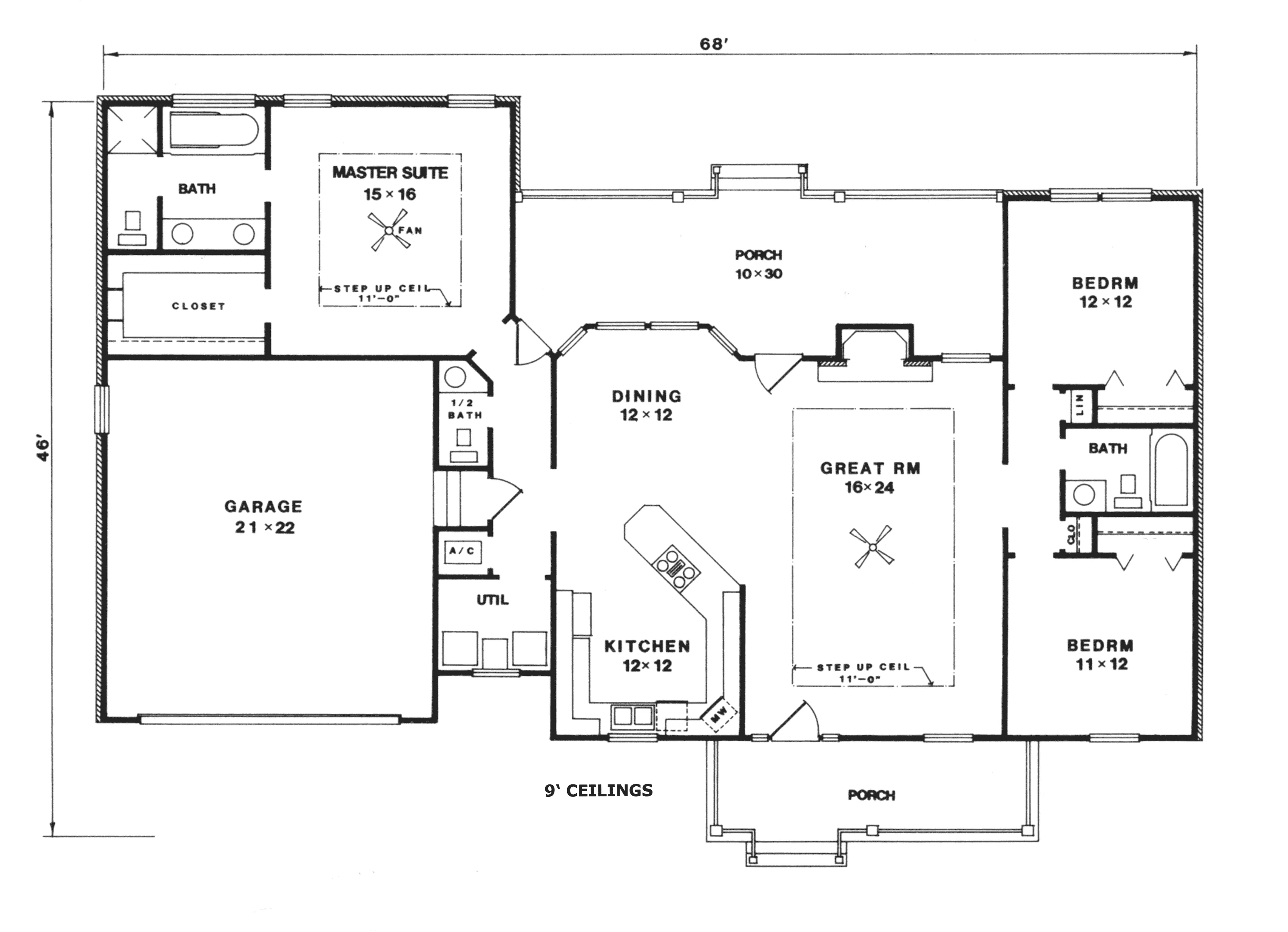 Ranch House Plan First Floor - Edgebend Cape Cod Home 069D-0049 - Search House Plans and More