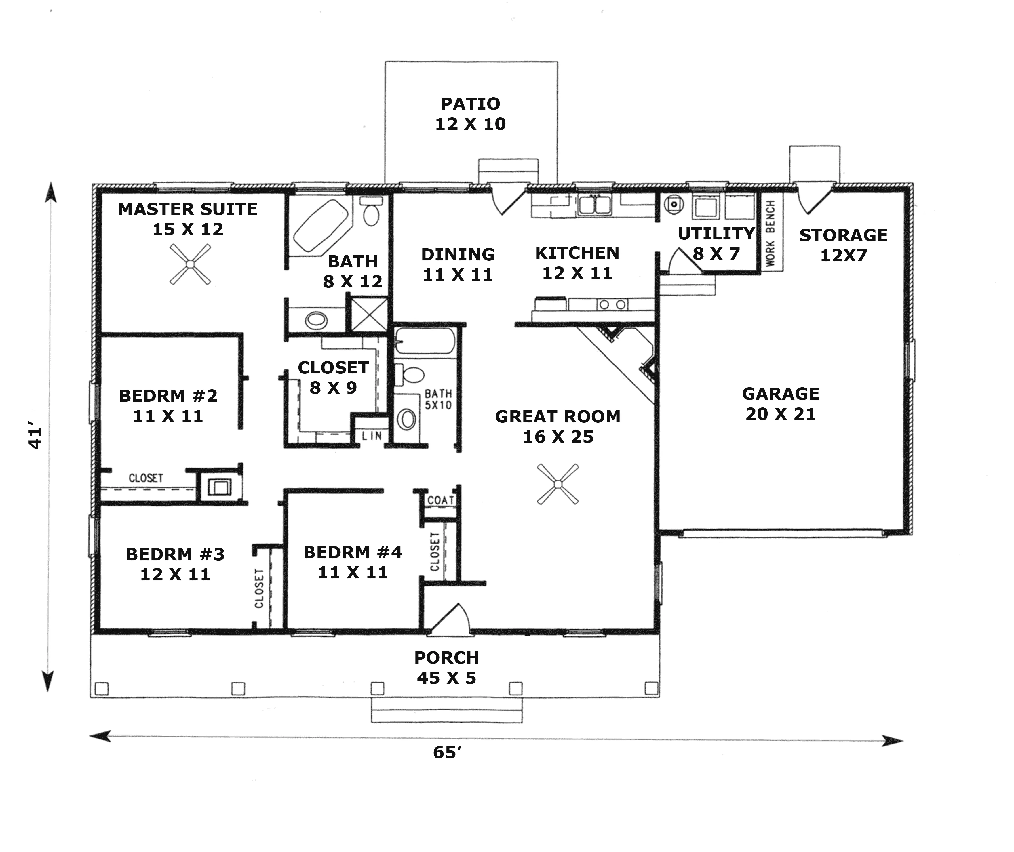 Traditional House Plan First Floor - Majesty Hill Ranch Home 069D-0051 - Shop House Plans and More