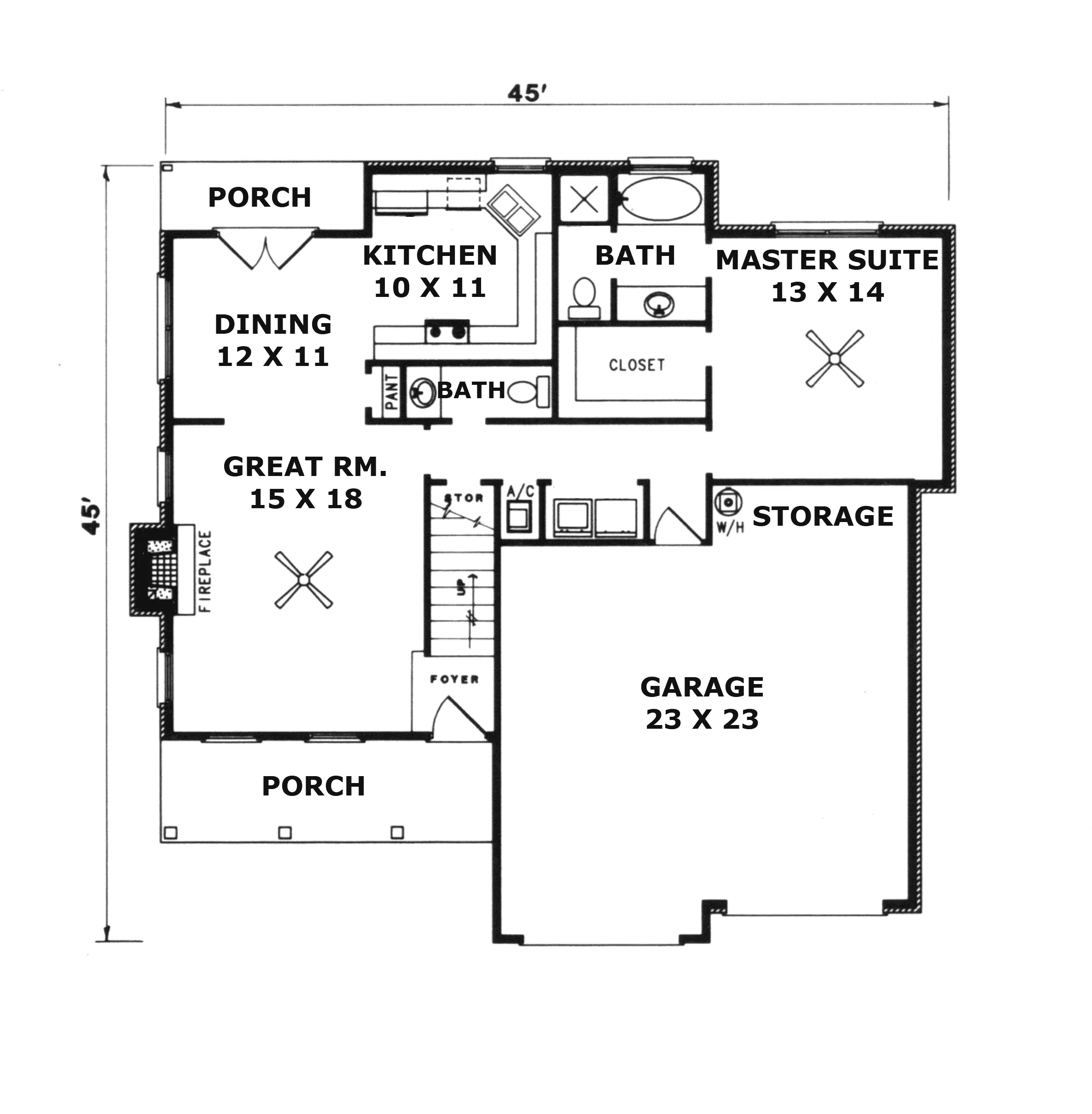 Traditional House Plan First Floor - Spiegel Lake Cape Cod Home 069D-0052 - Shop House Plans and More