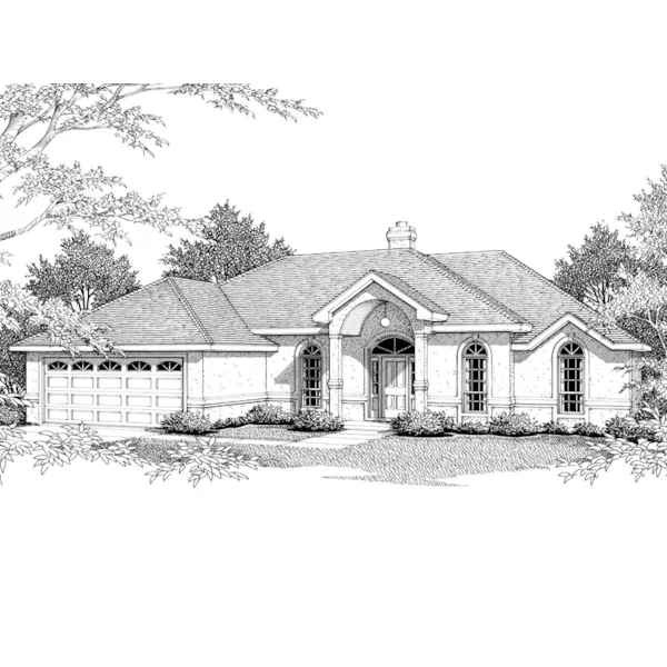 Arched Entrance Is The Focal Point Of This Sunbelt Home