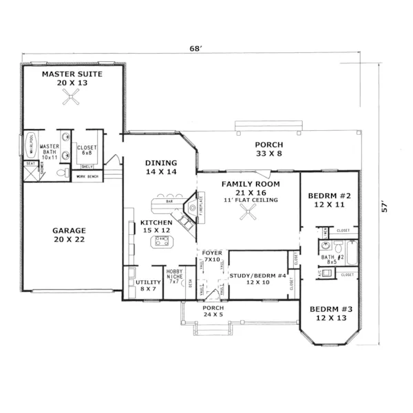 Ranch House Plan First Floor - Ravelle Place Ranch Home 069D-0058 - Shop House Plans and More