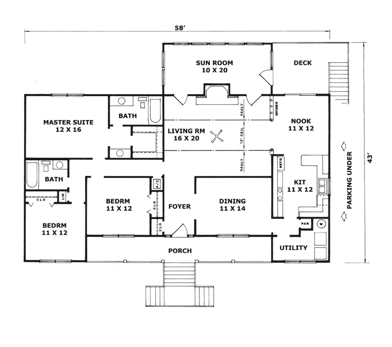 Country House Plan First Floor - Deverel Lowcountry Home 069D-0059 - Search House Plans and More