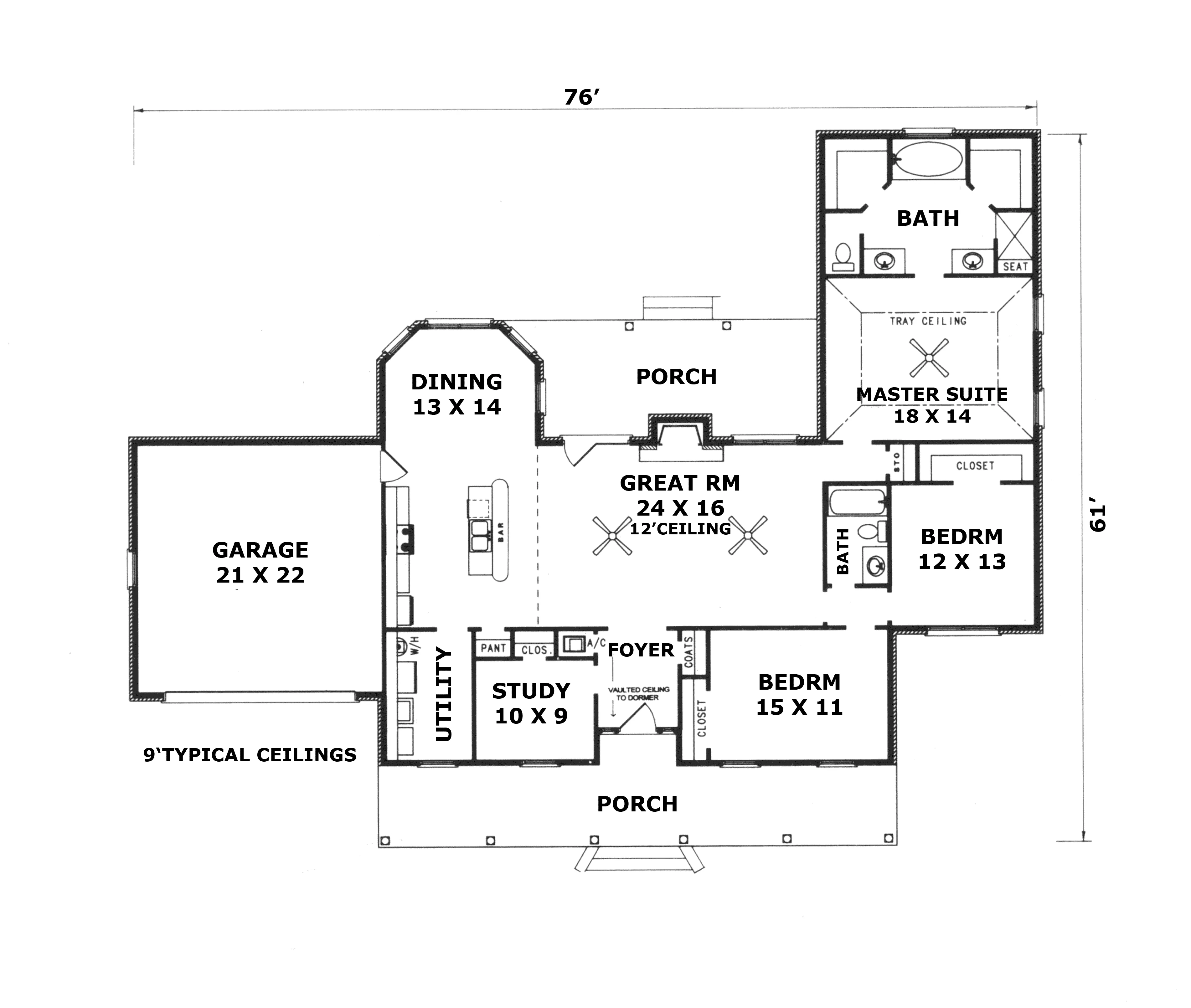 Traditional House Plan First Floor - Kinsella Forest Country Home 069D-0060 - Search House Plans and More