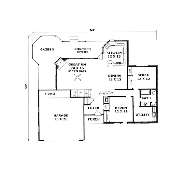 Traditional House Plan First Floor - Arnsberg Traditional Home 069D-0062 - Search House Plans and More