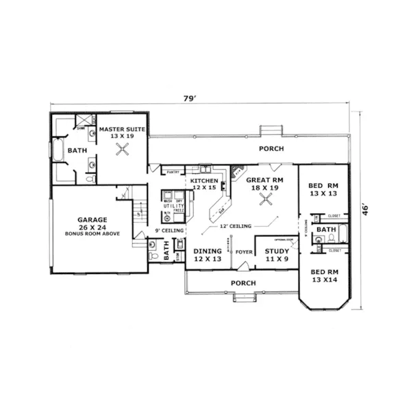 Cape Cod & New England House Plan First Floor - Bramblewood Cape Cod Home 069D-0063 - Search House Plans and More