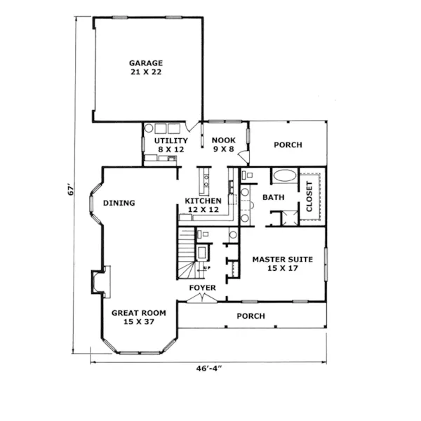 Cape Cod & New England House Plan First Floor - Edgehill Trail Cape Cod Home 069D-0065 - Search House Plans and More