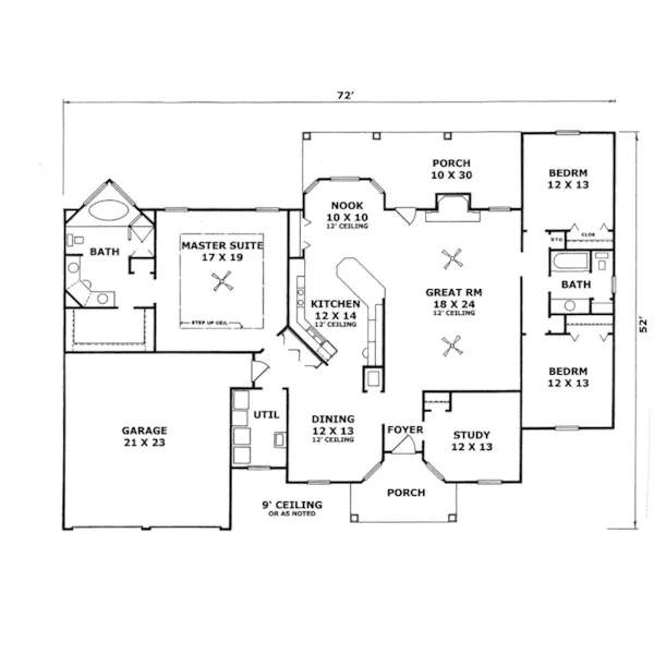 Ranch House Plan First Floor - Alethea Sunbelt Home 069D-0066 - Search House Plans and More