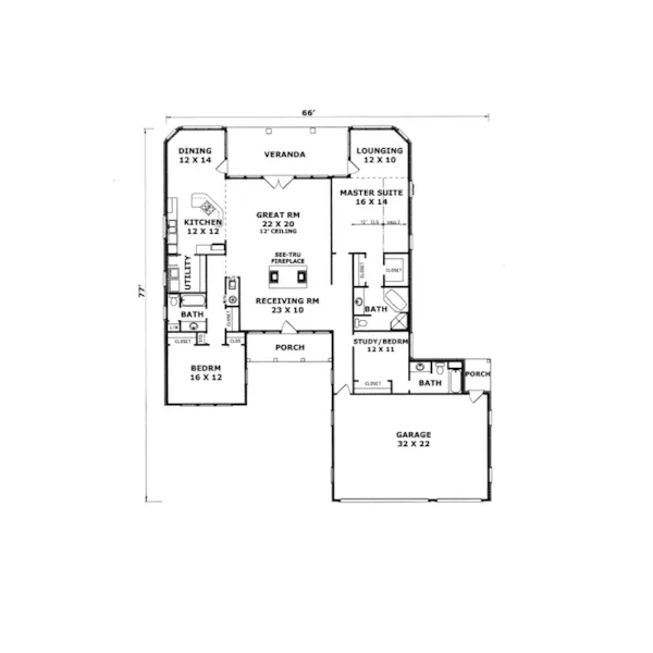 Sunbelt House Plan First Floor - Florin Traditional Ranch Home 069D-0068 - Search House Plans and More