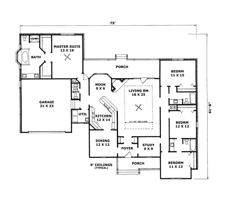 Country House Plan First Floor - Braxton Downs Country Ranch Home 069D-0071 - Search House Plans and More