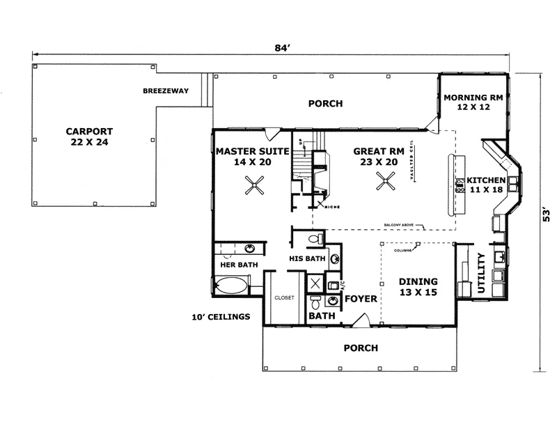 Colonial House Plan First Floor - Stryker Creek Farmhouse 069D-0072 - Shop House Plans and More