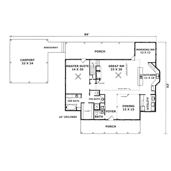 Farmhouse Plan First Floor - Stryker Creek Farmhouse 069D-0072 - Shop House Plans and More