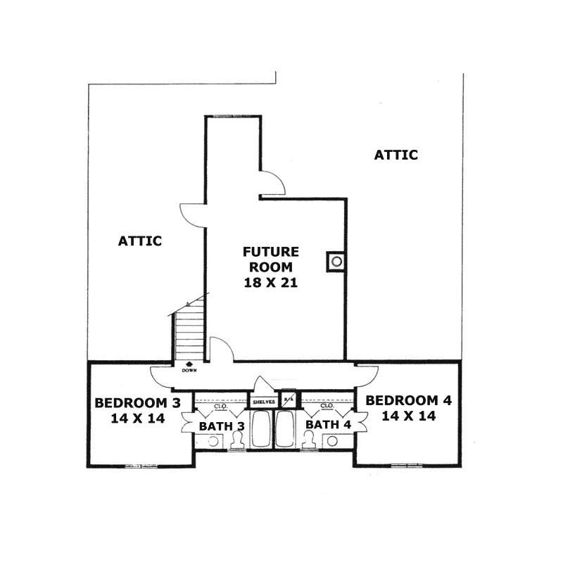 Sunbelt House Plan Second Floor - Louisbourg European Home 069D-0075 - Shop House Plans and More