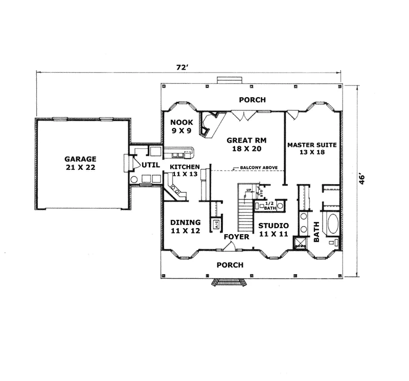 Country House Plan First Floor - Shantay Cape Cod Home 069D-0077 - Shop House Plans and More