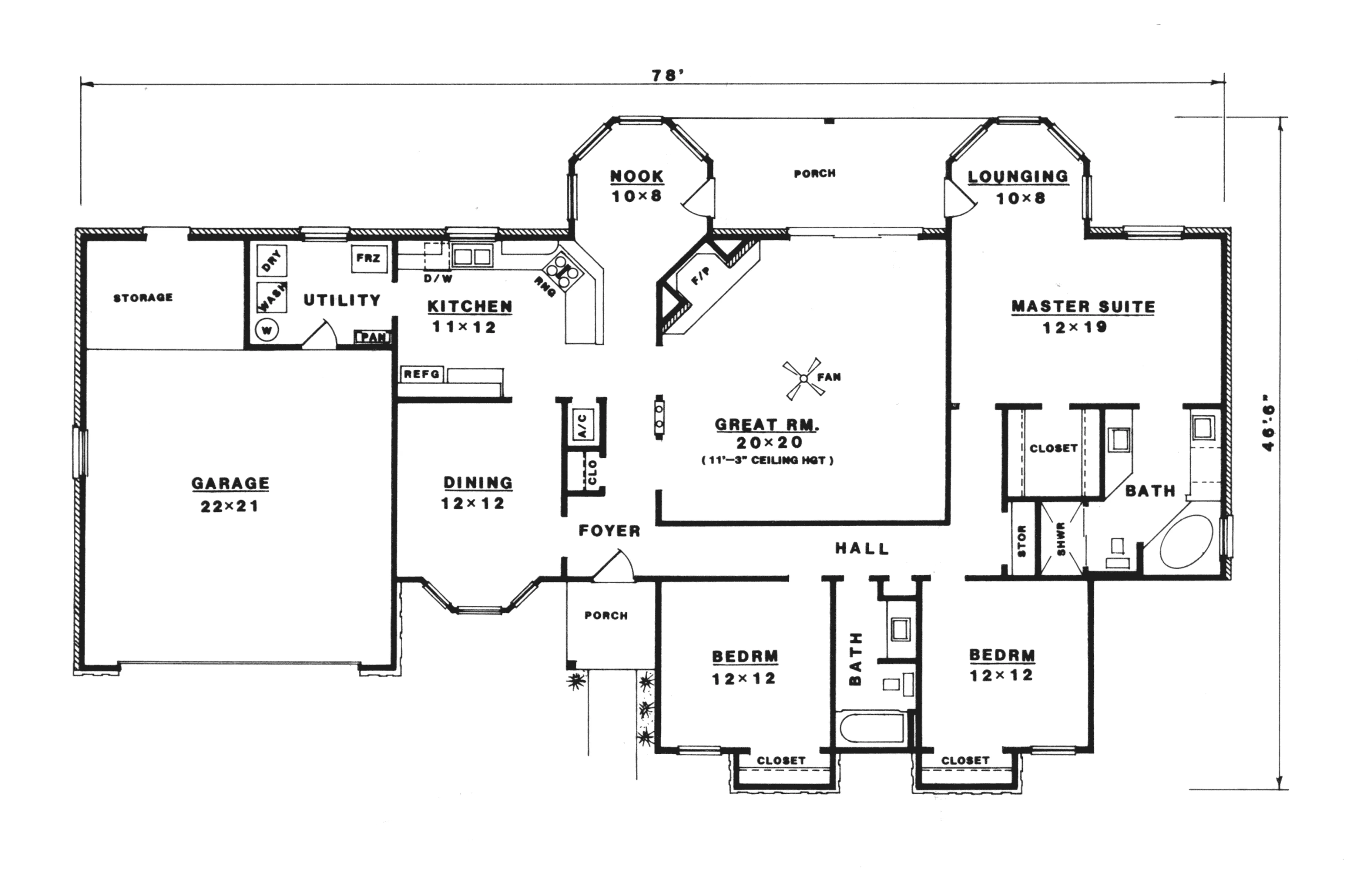 Rustic House Plan First Floor - Moorlands Rustic Ranch Home 069D-0081 - Shop House Plans and More