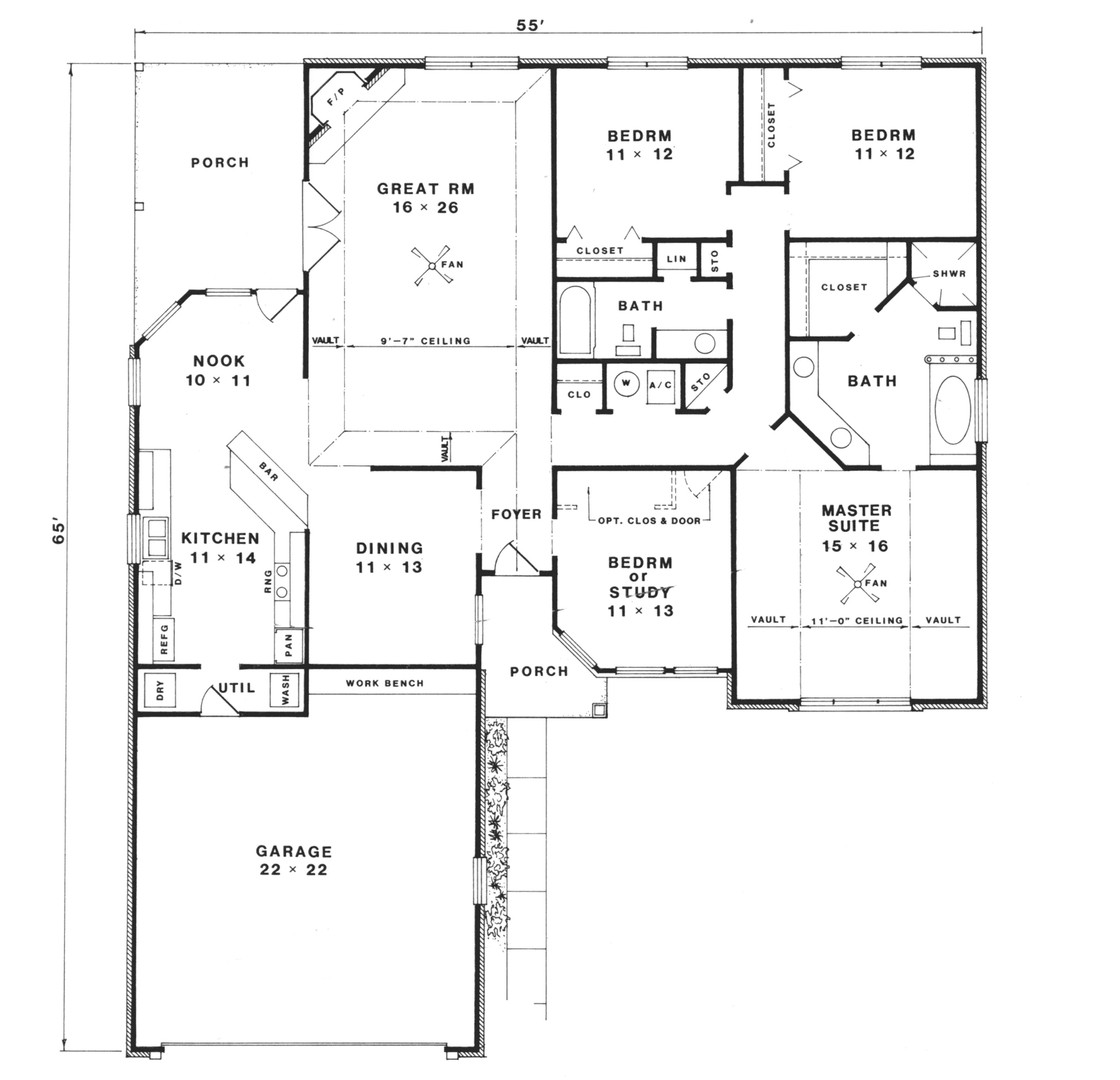 Ranch House Plan First Floor - Doverpoint Ranch Home 069D-0082 - Search House Plans and More
