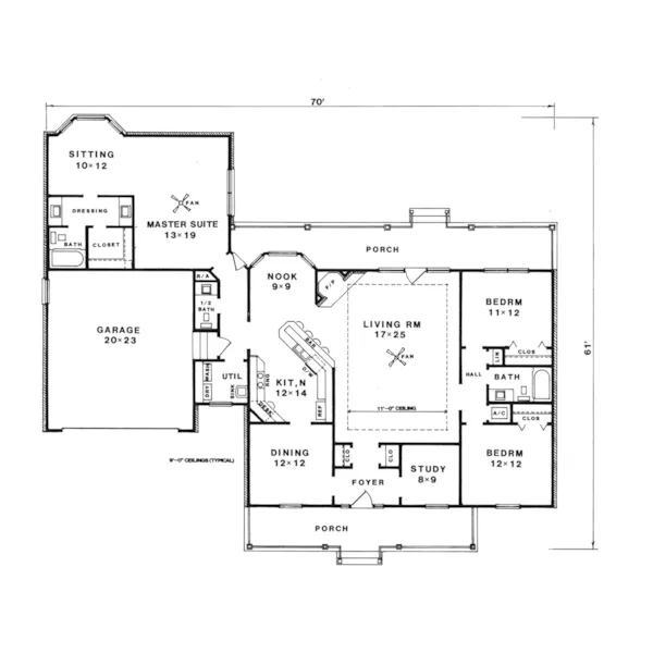 Ranch House Plan First Floor - Nadine Farm Country Ranch Home 069D-0083 - Shop House Plans and More