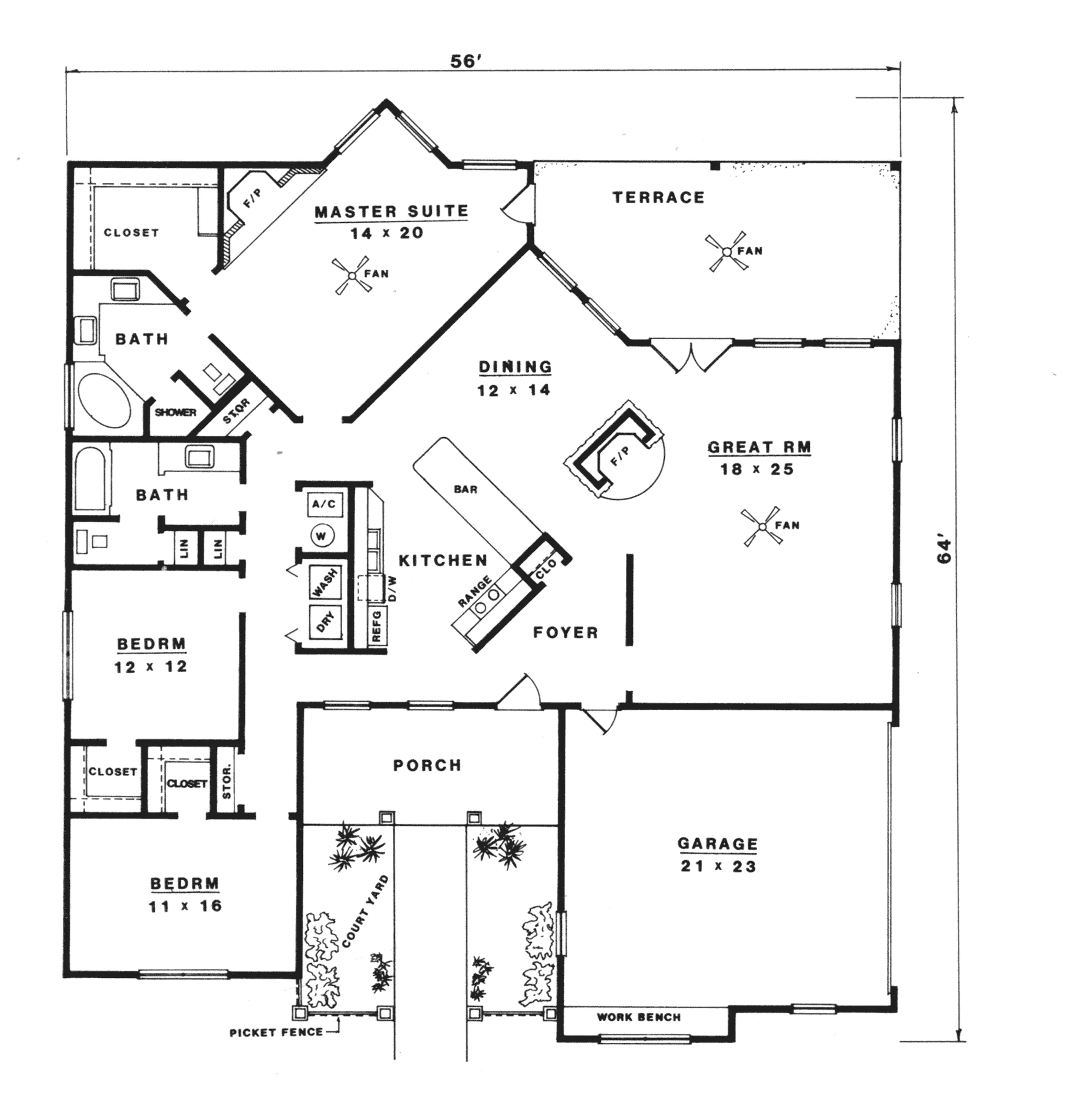 Ranch House Plan First Floor - Concetta Country Ranch Home 069D-0084 - Search House Plans and More