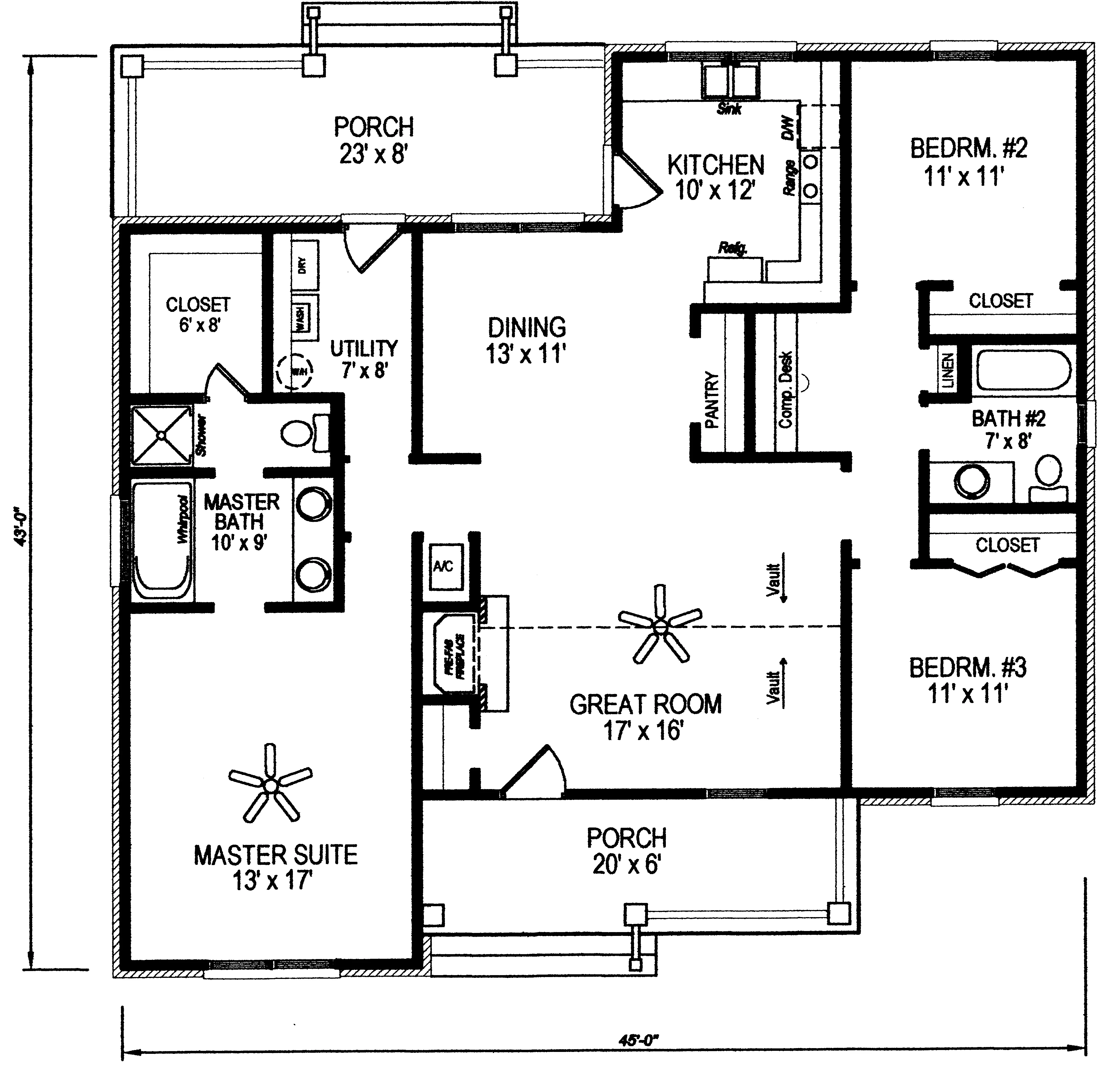 Country House Plan First Floor - Lindley Place Country Ranch Home 069D-0085 - Shop House Plans and More