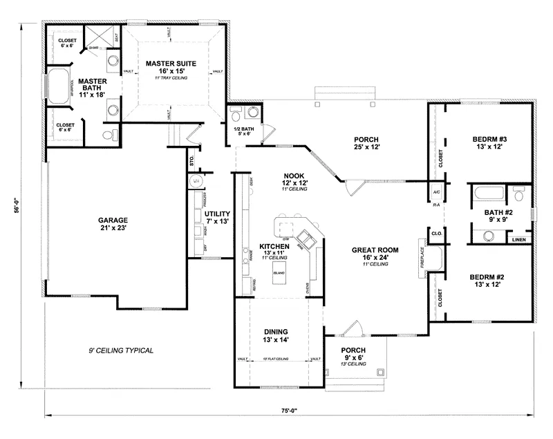 Sunbelt House Plan First Floor - Reflection Cove Sunbelt Home 069D-0089 - Shop House Plans and More