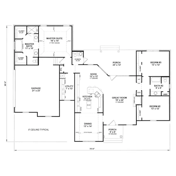 Sunbelt House Plan First Floor - Reflection Cove Sunbelt Home 069D-0089 - Shop House Plans and More