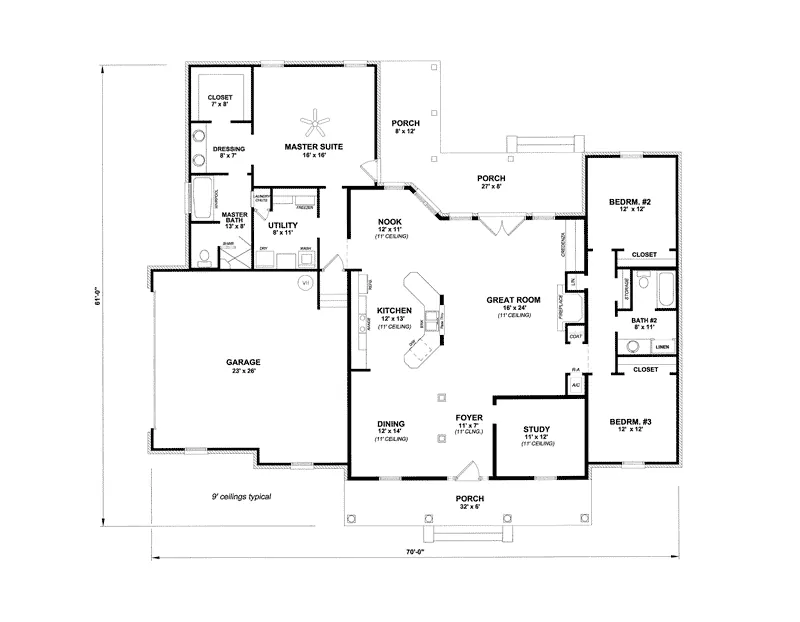 Country House Plan First Floor - Berkshire Creek Country Home 069D-0091 - Search House Plans and More