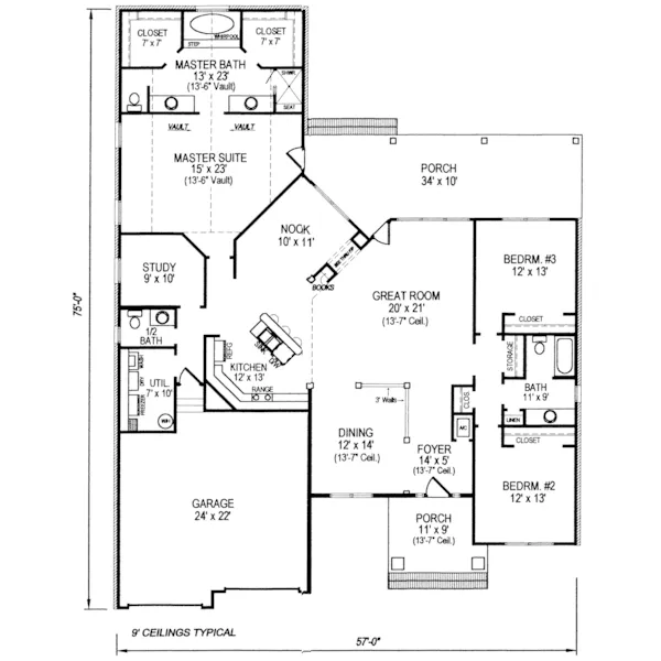 Sunbelt House Plan First Floor - Santa Bella Sunbelt Home 069D-0094 - Shop House Plans and More