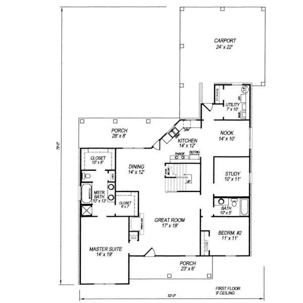 Cape Cod & New England House Plan First Floor - Nancy Anne Cape Cod Style Home 069D-0096 - Shop House Plans and More