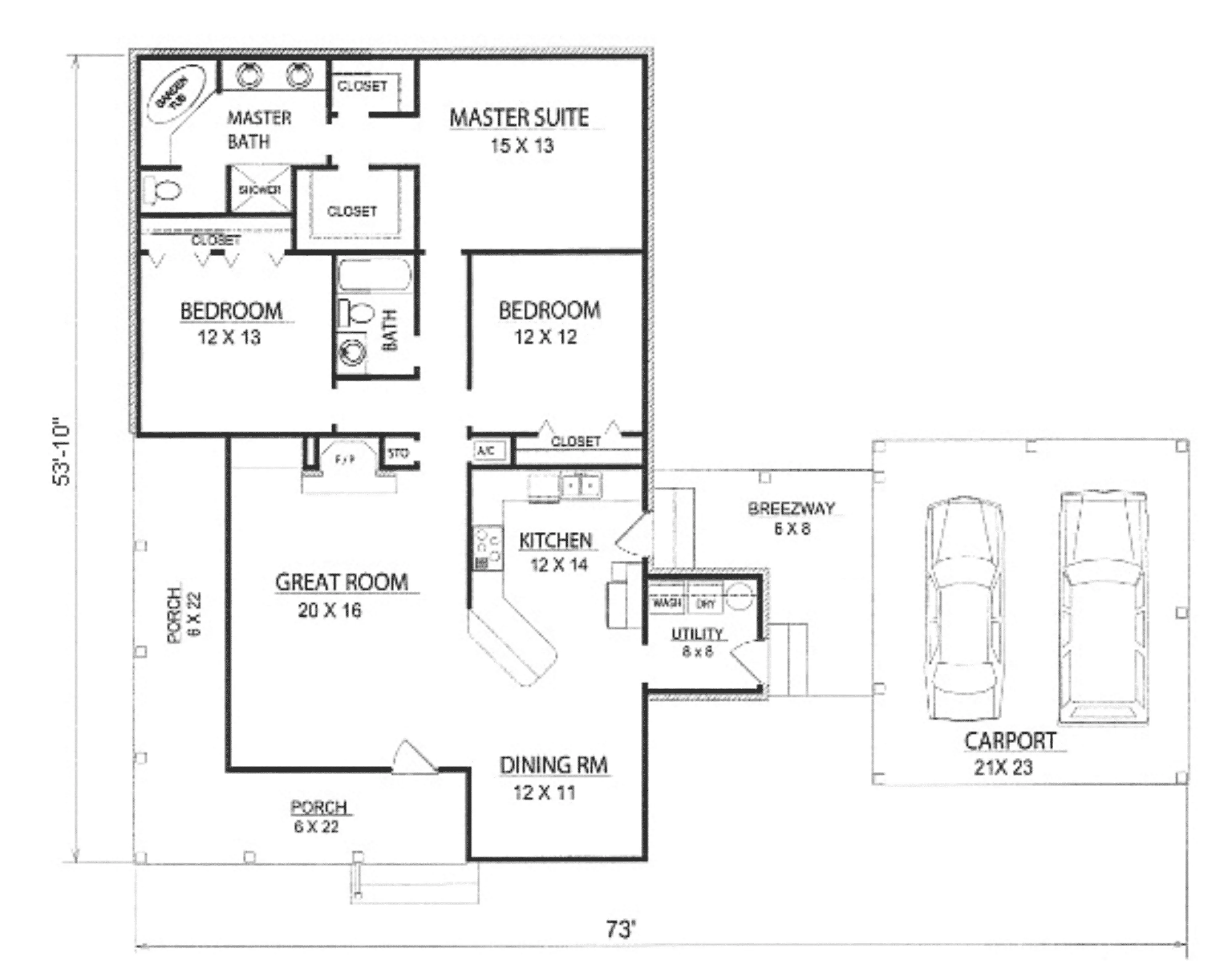 Traditional House Plan First Floor - Creekpoint Country Ranch Home 069D-0098 - Search House Plans and More