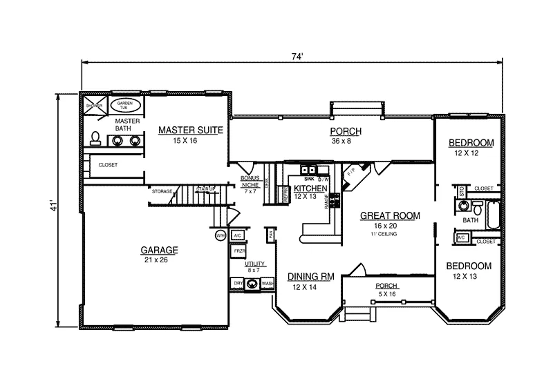 Ranch House Plan First Floor - Big Cedar Country Ranch Home 069D-0099 - Search House Plans and More