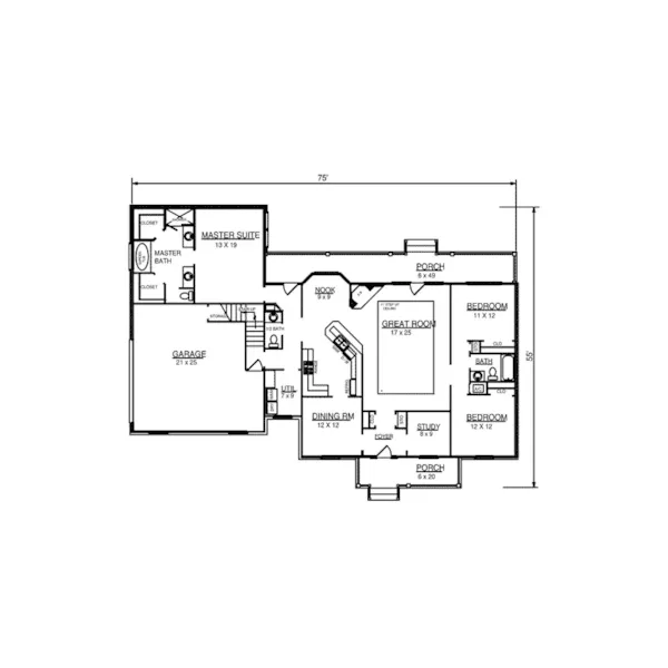 Country House Plan First Floor - Turquoise Hill Country Home 069D-0103 - Shop House Plans and More