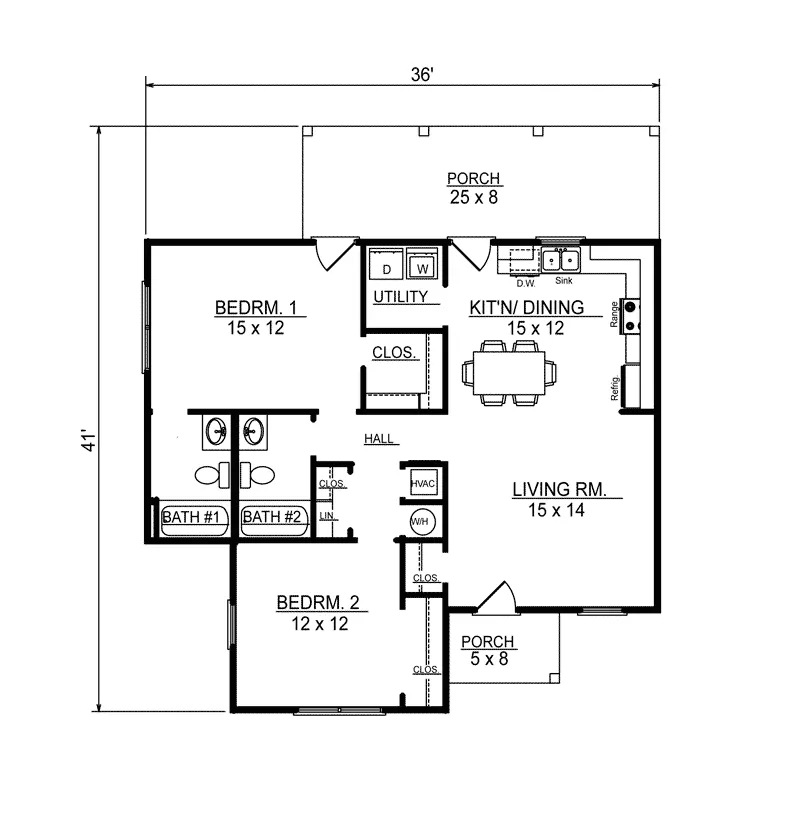 Beach & Coastal House Plan First Floor - Maple Brook Sunbelt Home 069D-0109 - Shop House Plans and More