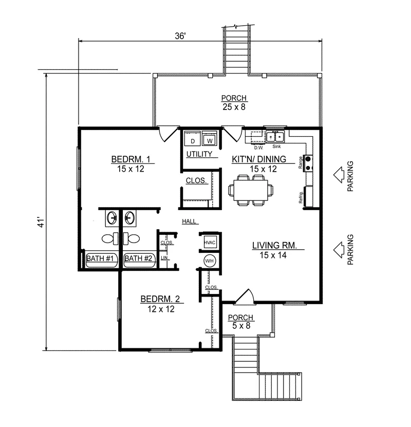 Lowcountry House Plan First Floor - Lilac Waterfront Ranch Home 069D-0110 - Shop House Plans and More