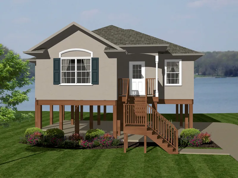 Florida House Plan Front of Home - Lilac Waterfront Ranch Home 069D-0110 - Shop House Plans and More