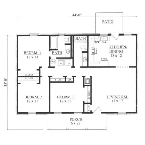 Ranch House Plan First Floor - Durant Ranch Home 069D-0112 - Search House Plans and More