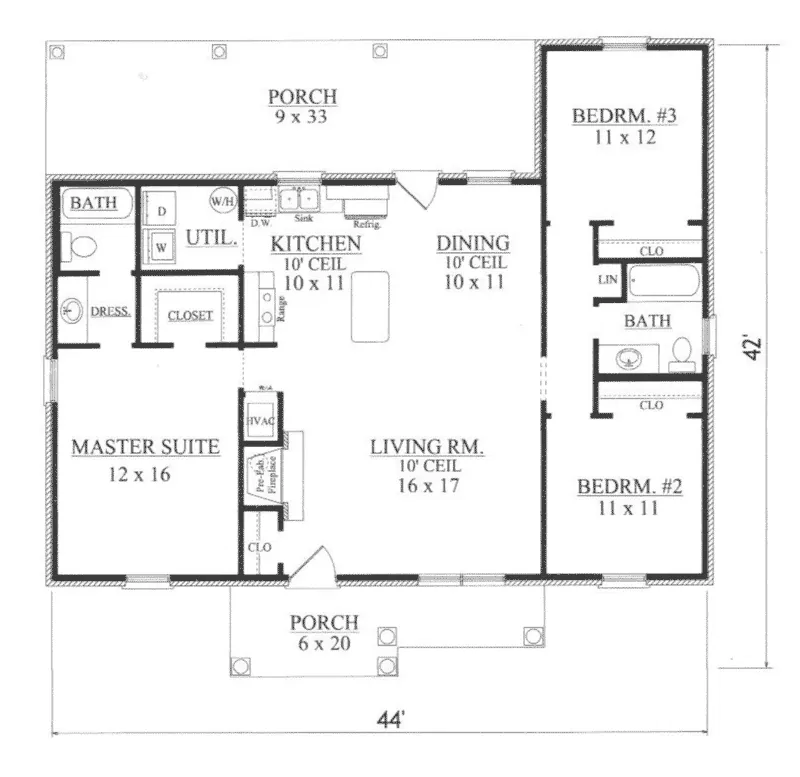 Ranch House Plan First Floor - Chase Ranch Home 069D-0114 - Search House Plans and More
