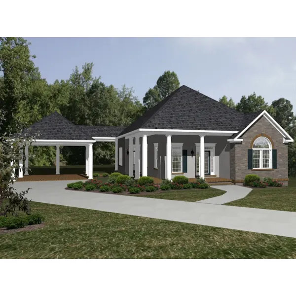 Traditional House Plan Front of Home - Foxbridge Ranch Home 069D-0115 - Search House Plans and More