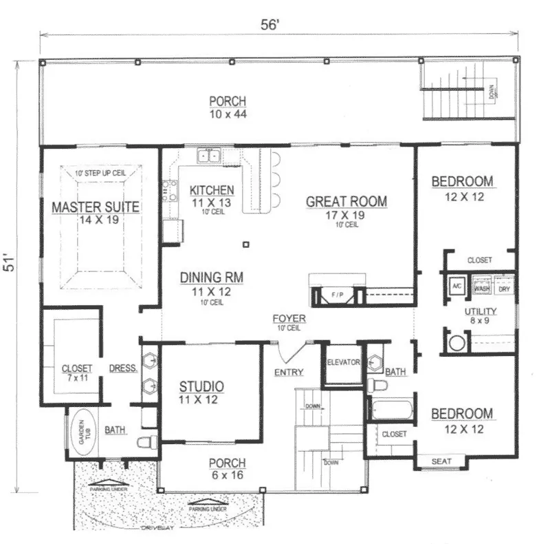 Waterfront House Plan First Floor - Talani Beach Vacation Home 069D-0116 - Shop House Plans and More