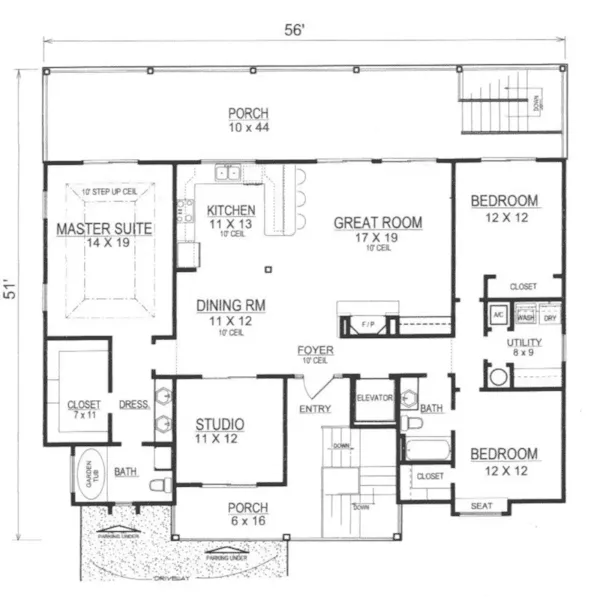 Ranch House Plan First Floor - Talani Beach Vacation Home 069D-0116 - Shop House Plans and More