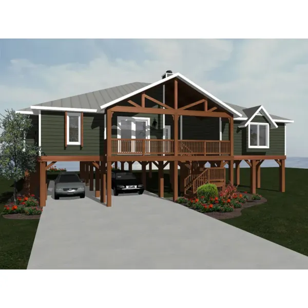 Ranch House Plan Front of Home - Talani Beach Vacation Home 069D-0116 - Shop House Plans and More