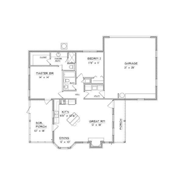 Ranch House Plan First Floor - Crestview Hill Ranch Home 069D-0118 - Search House Plans and More