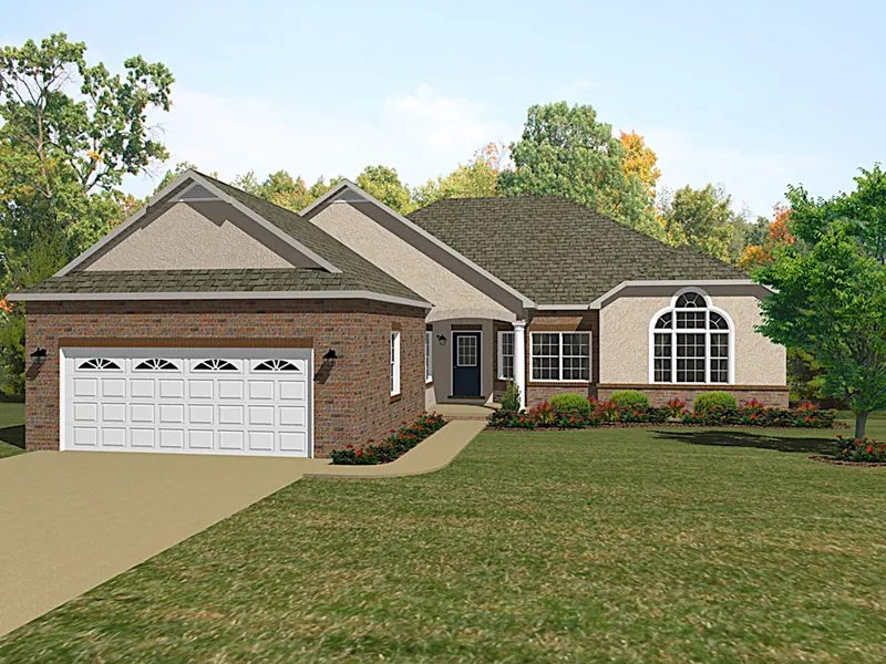 Ranch House Plan Front of Home - Barat Hill Ranch Home 069D-0120 - Search House Plans and More