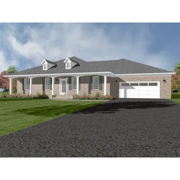 Traditional House Plan Front of Home - Cyrus Ranch Home 069D-0121 - Search House Plans and More